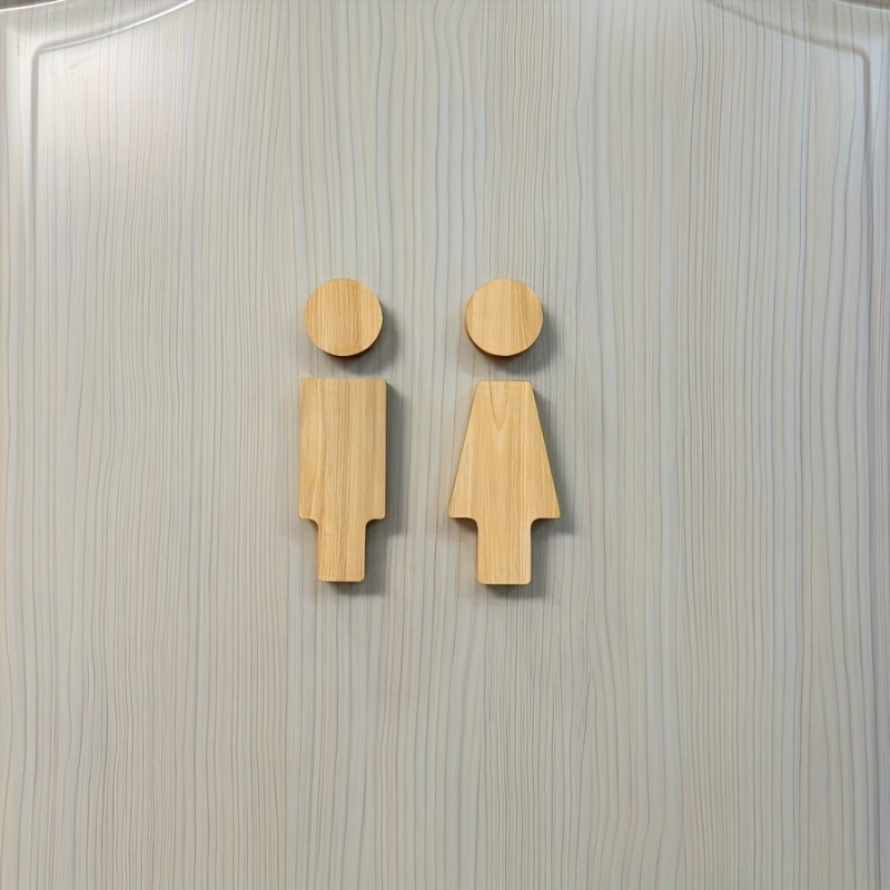 Home Bathroom Accessories - 2 SZT. Drewniany Znak Łazienkowy na