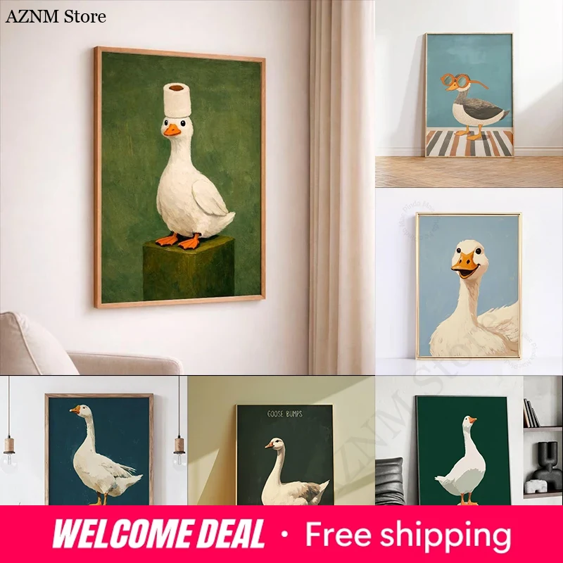 Home Decor Bathroom Ideas - Plakat z kaczką i gęsią, zabawna