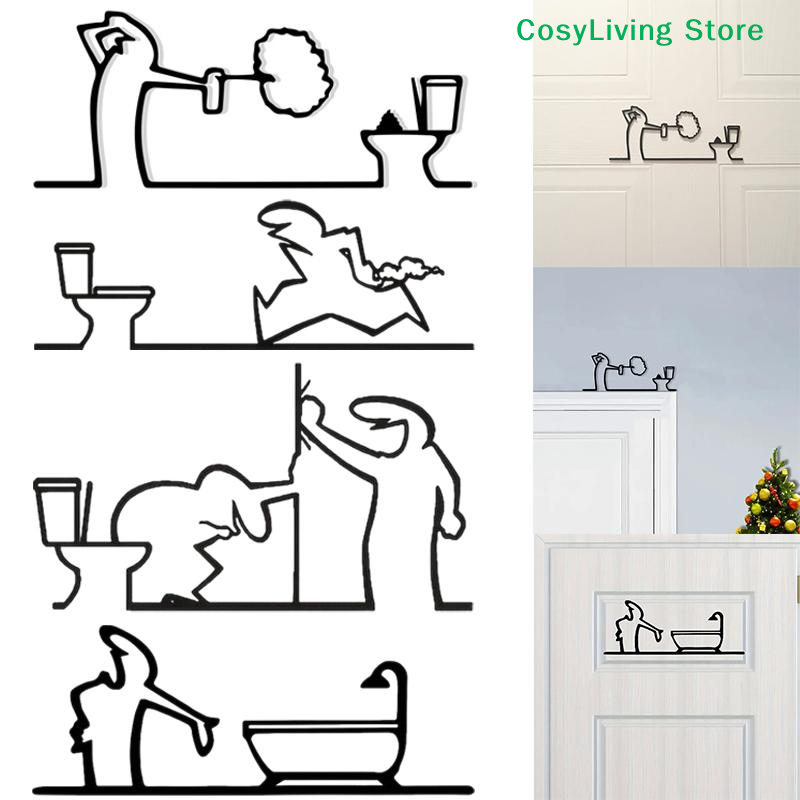 Home Toilet Bathroom Design - Metalowy Minimalistyczny Znak do Łazienki Ozdoba