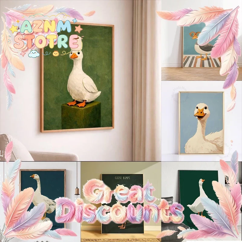 Home Decor Bathroom Ideas - Plakat z Kaczką i Gęsią, Zabawna