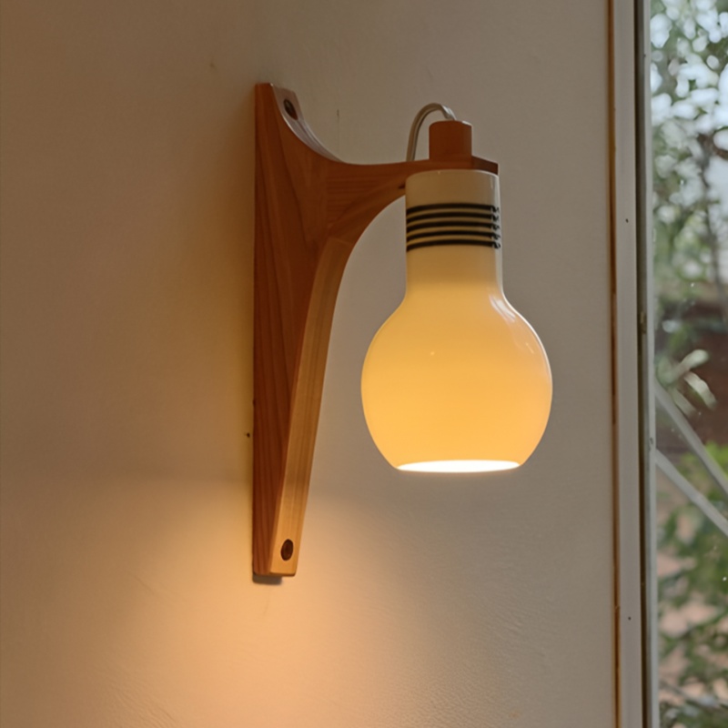 Japan Bathroom.Home - Nowoczesna japońska drewniana akrylowa lampa ścienna,