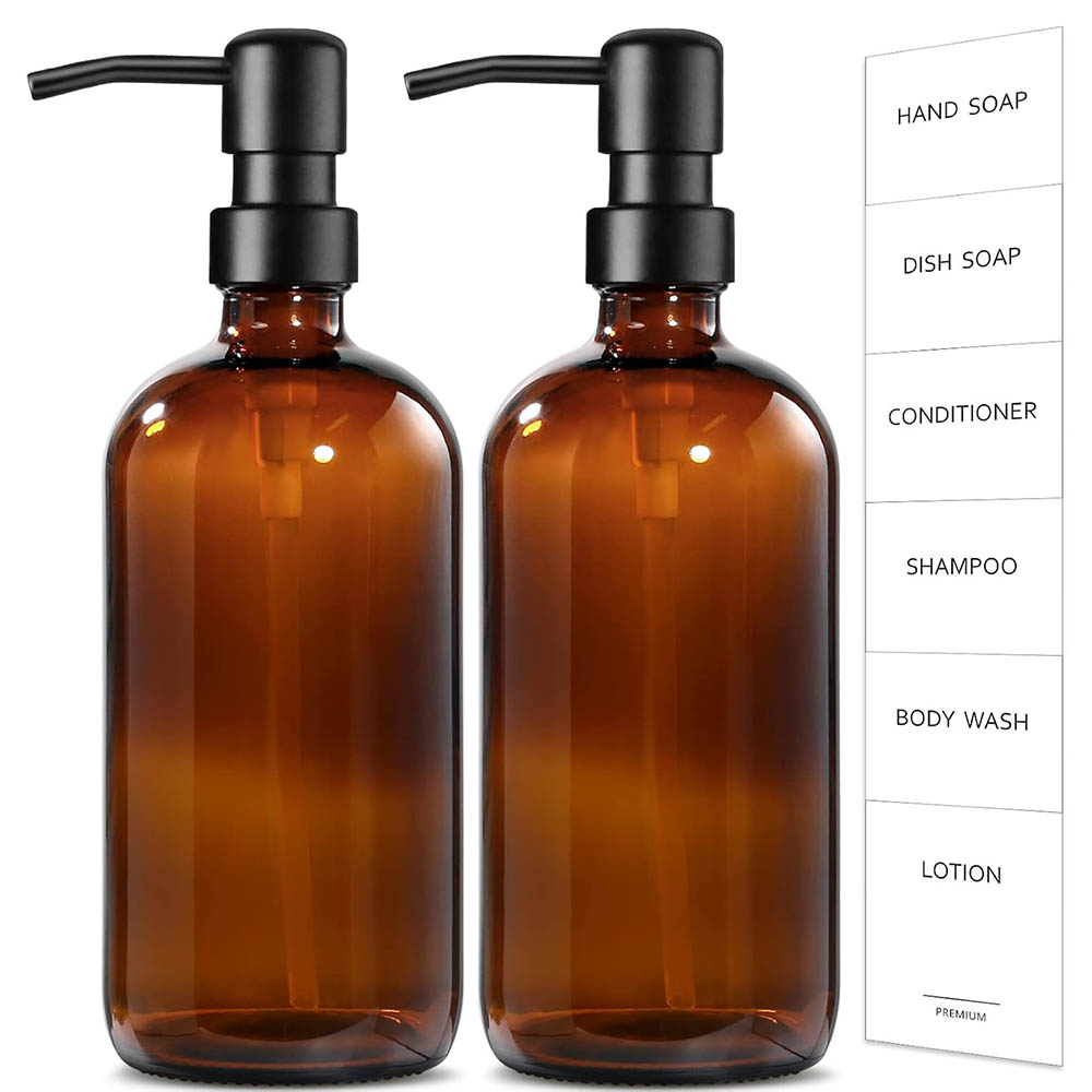 Zara Home Bathroom Accessories - Dozownik do mydła z bursztynowego szkła,