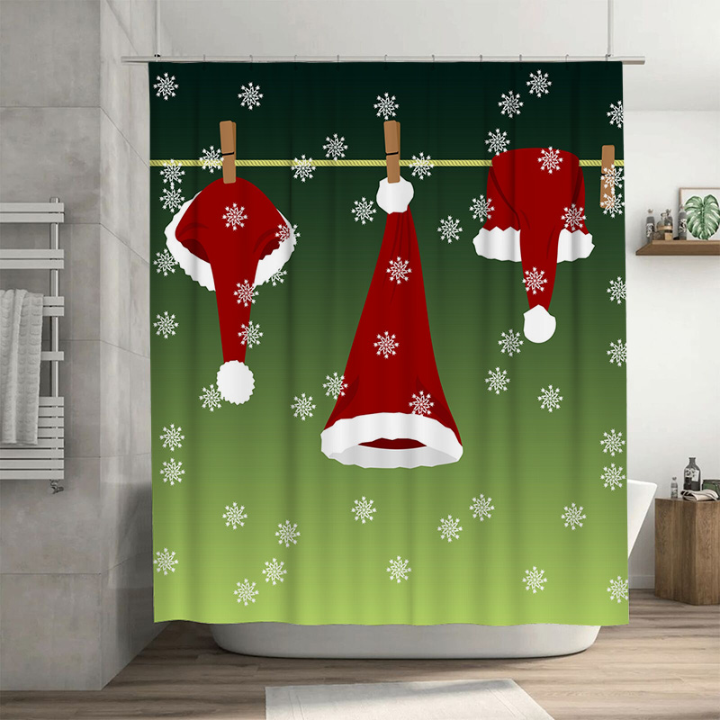 Home Decor Bathroom Ideas - Zasłona prysznicowa świąteczna TU, czerwona, z