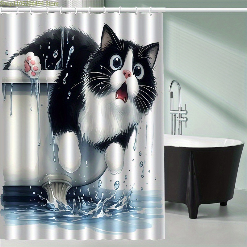 Zabawny kot skaczący z wanny n – Home Decor Bathroom Ideas recenzja i cena