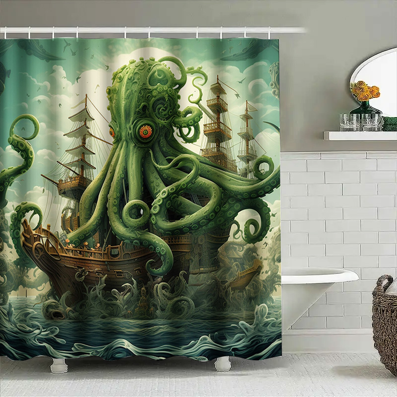 Octopus Ship Zasłona Prysznico – Home Decor Bathroom Ideas recenzja i cena