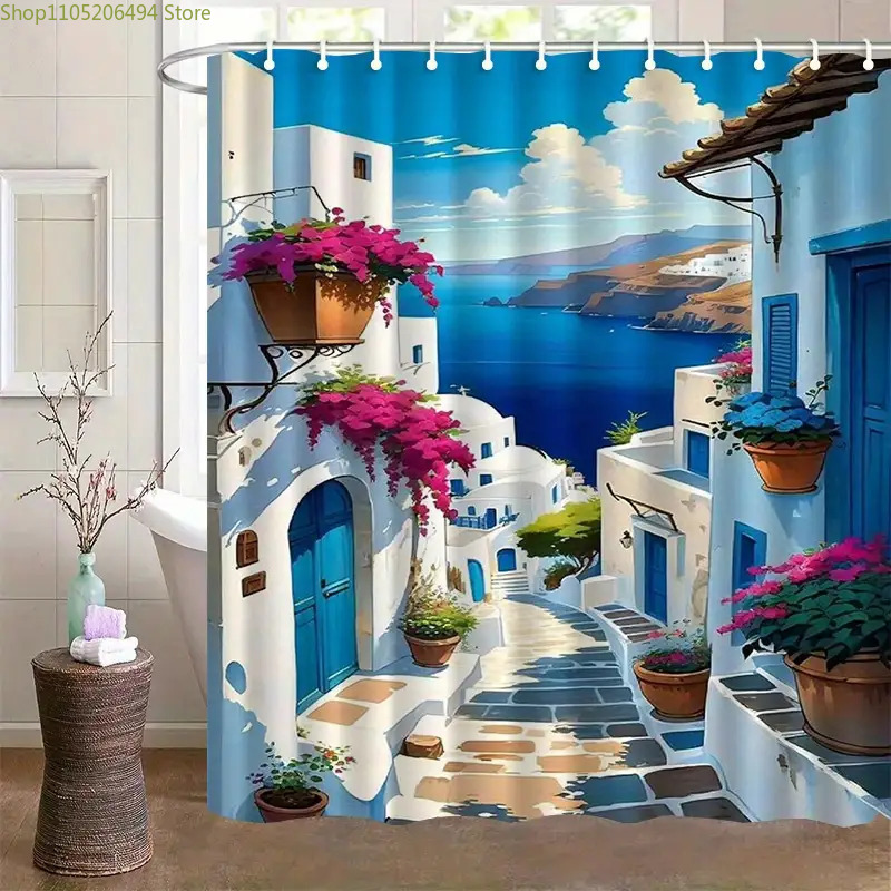 Zasłona prysznicowa Santorini, – Home Decor Bathroom Ideas recenzja i cena